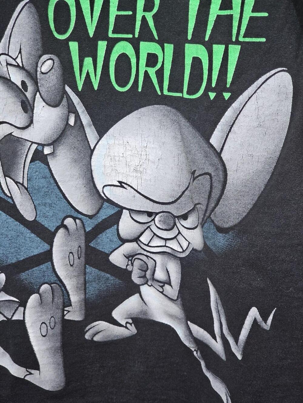 Vintage 1995 Pinky and the Brain Animaniacs T-Shirt Warner Bros Anvil Tag Medium - Picture 10 of 14